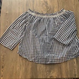 NWOT MADEWELL GINGHAM OFF SHOULDER BLOUSE
